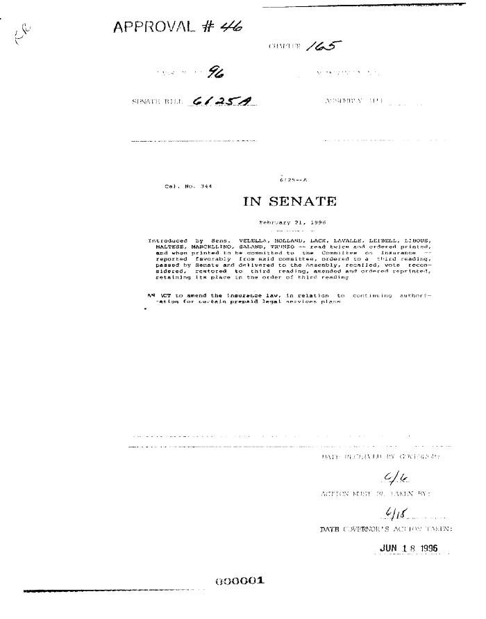 NYS Bill and Veto Jackets: 1996, Chapter 165