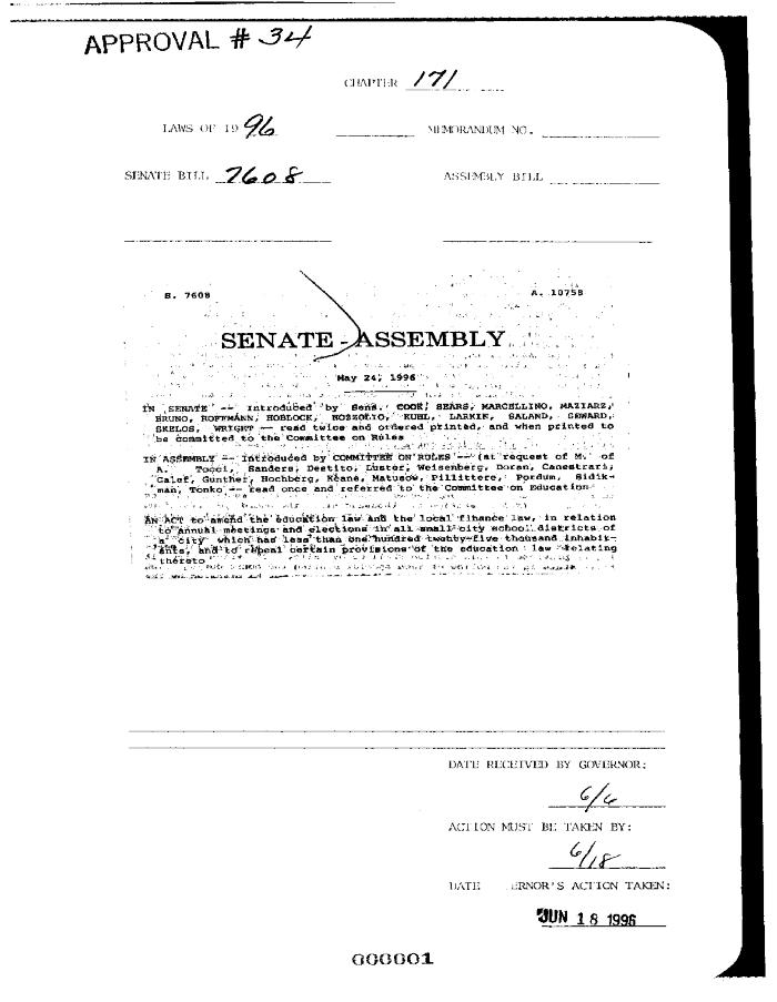 NYS Bill and Veto Jackets: 1996, Chapter 171