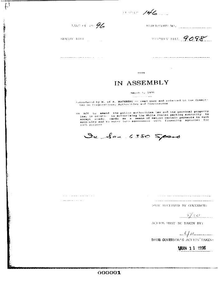 NYS Bill and Veto Jackets: 1996, Chapter 146