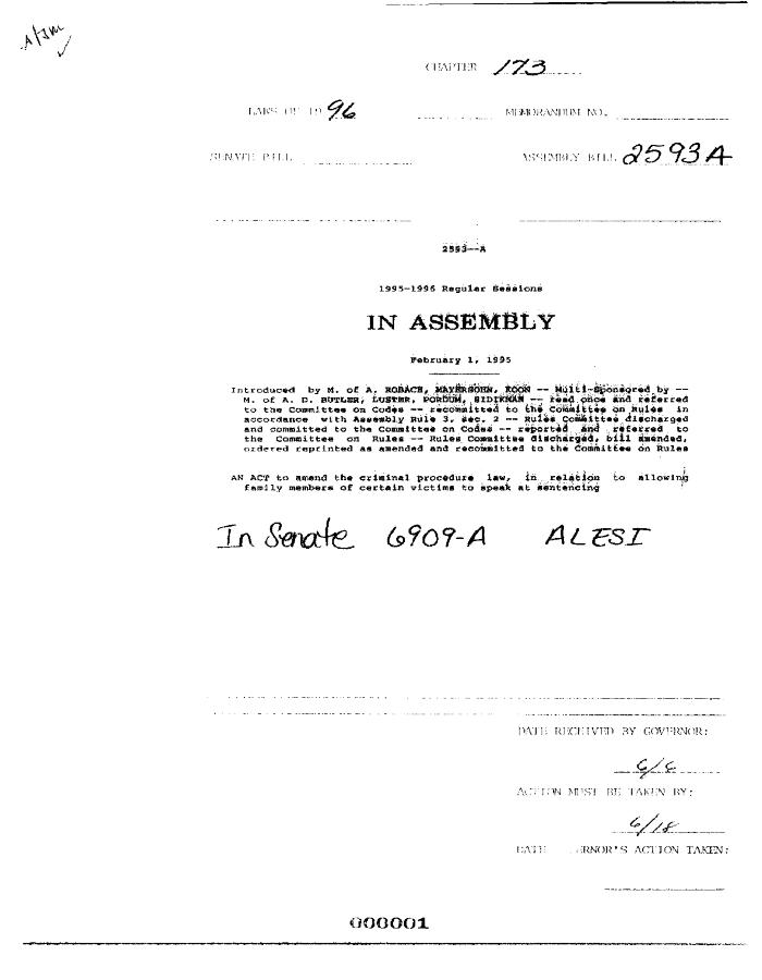 NYS Bill and Veto Jackets: 1996, Chapter 173