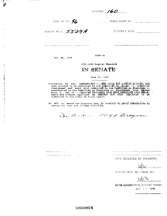 NYS Bill and Veto Jackets: 1996, Chapter 160