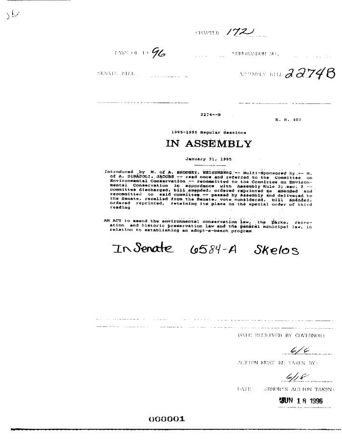 NYS Bill and Veto Jackets: 1996, Chapter 172