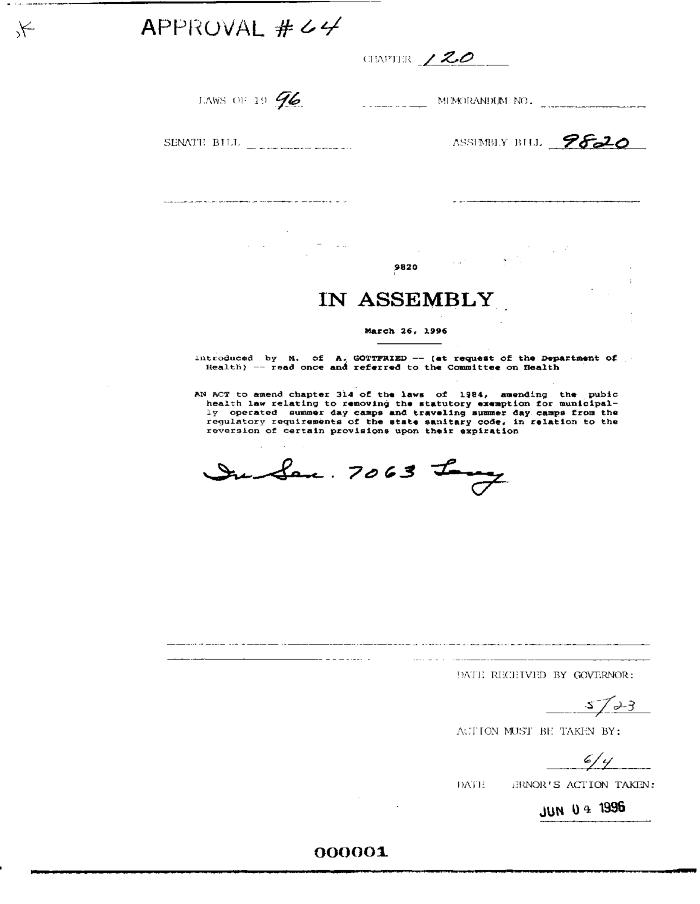 NYS Bill and Veto Jackets: 1996, Chapter 120