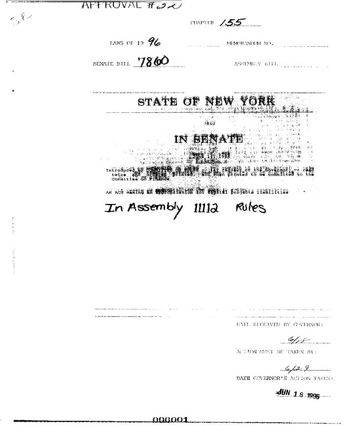 NYS Bill and Veto Jackets: 1996, Chapter 155