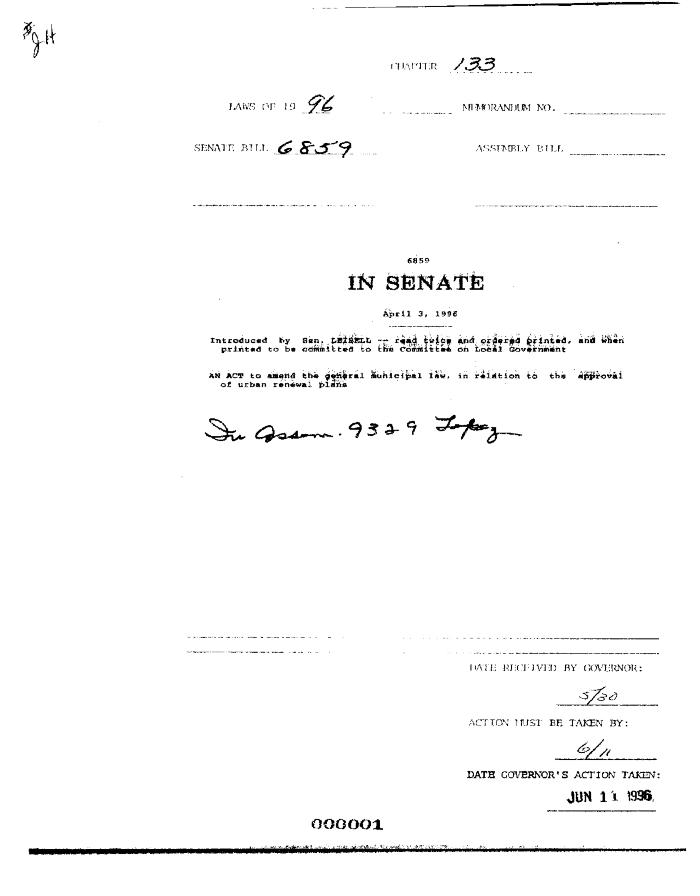 NYS Bill and Veto Jackets: 1996, Chapter 133