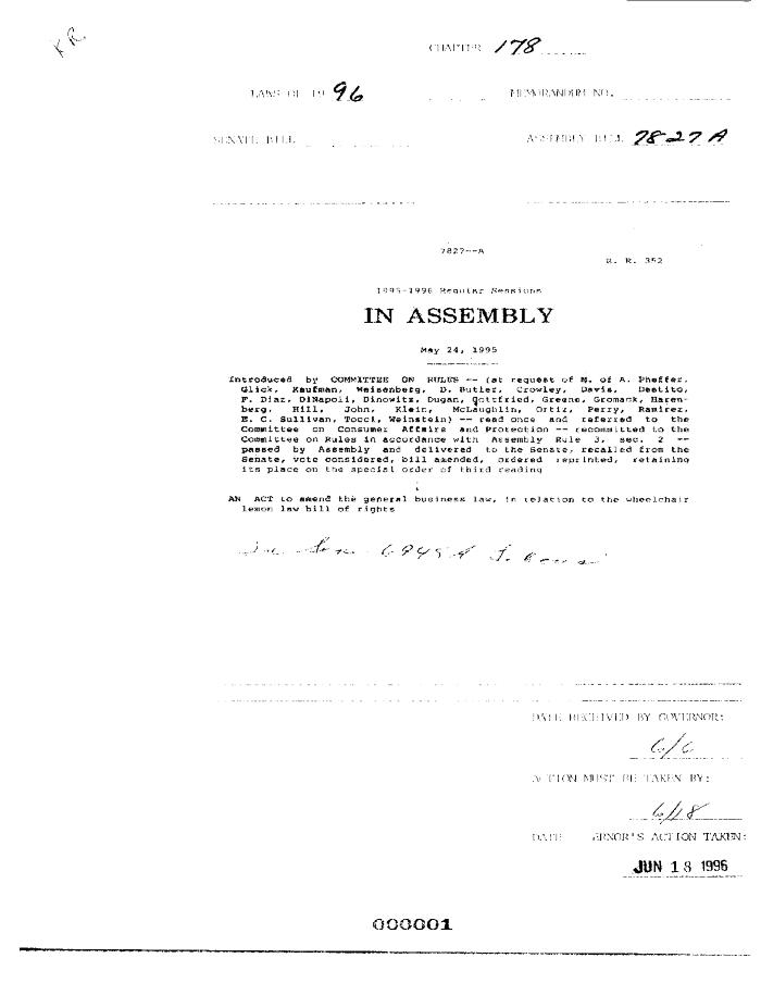 NYS Bill and Veto Jackets: 1996, Chapter 178