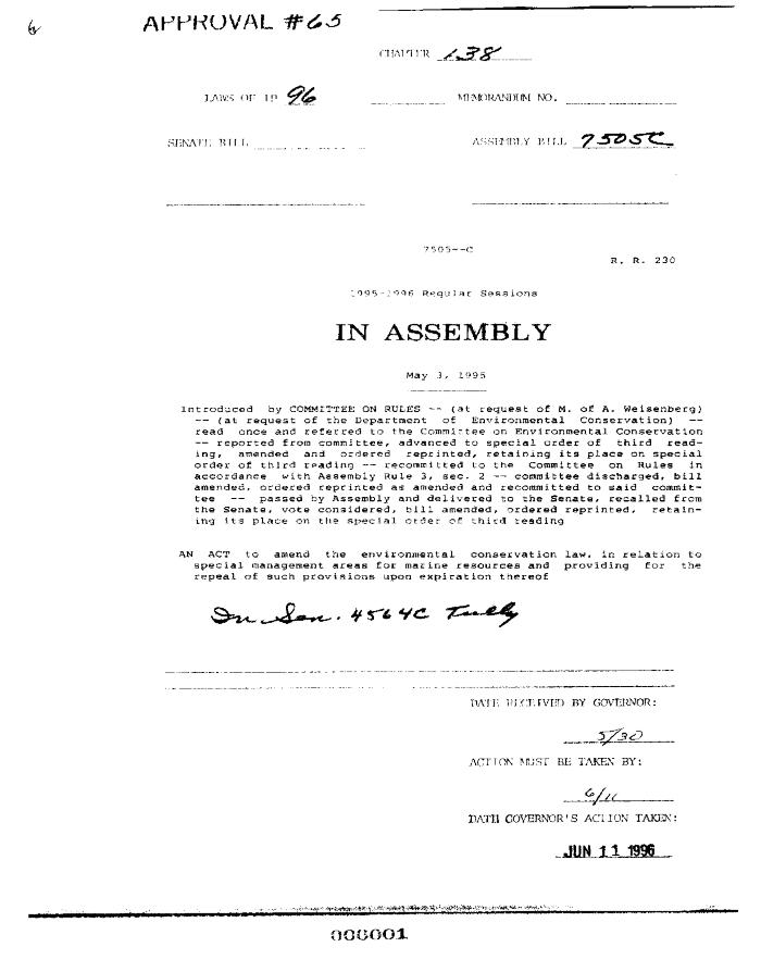 NYS Bill and Veto Jackets: 1996, Chapter 138