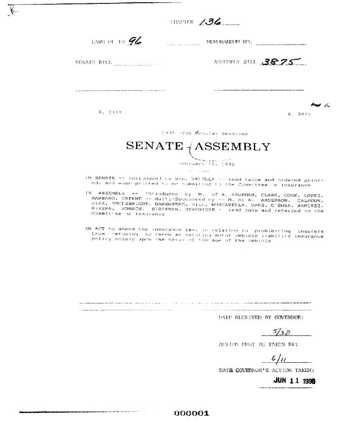 NYS Bill and Veto Jackets: 1996, Chapter 136