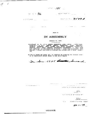 NYS Bill and Veto Jackets: 1996, Chapter 181