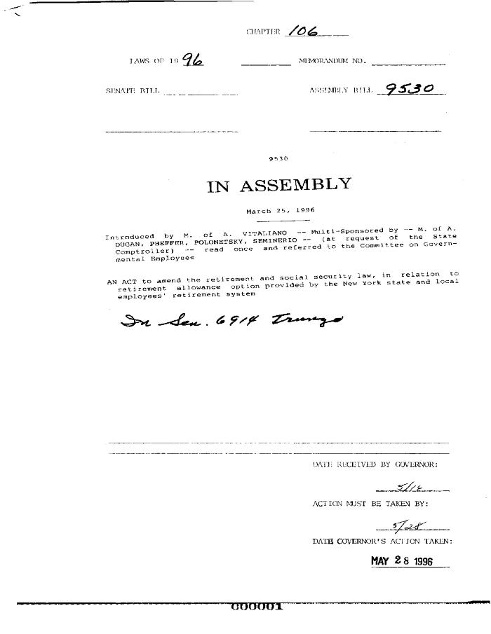 NYS Bill and Veto Jackets: 1996, Chapter 106