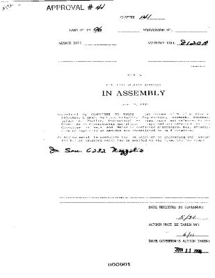 NYS Bill and Veto Jackets: 1996, Chapter 141