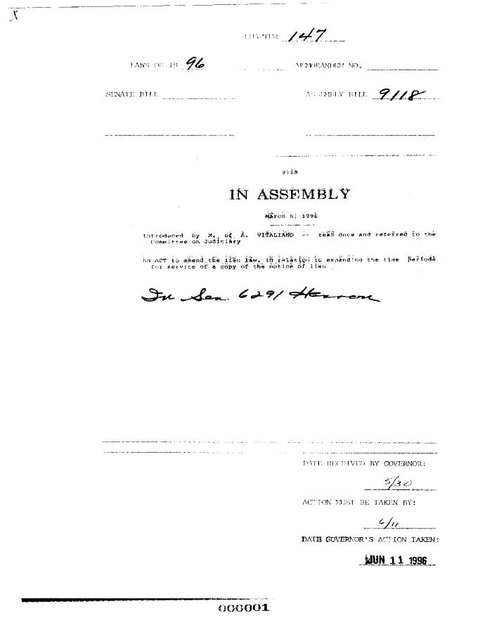 NYS Bill and Veto Jackets: 1996, Chapter 147