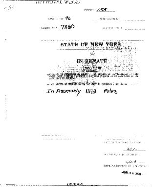 NYS Bill and Veto Jackets: 1996, Chapter 155