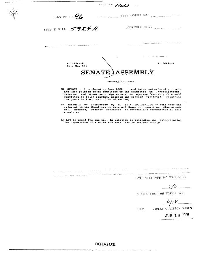 NYS Bill and Veto Jackets: 1996, Chapter 162