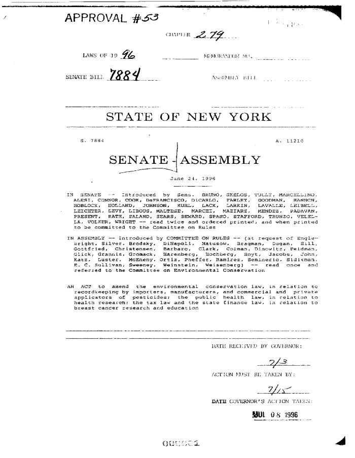 NYS Bill and Veto Jackets: 1996, Chapter 279
