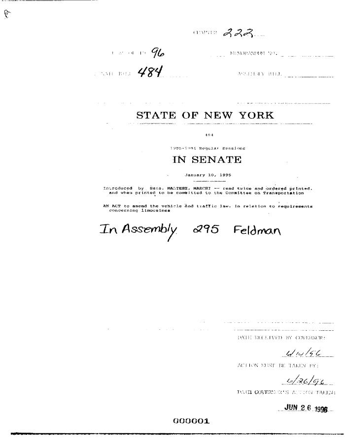 NYS Bill and Veto Jackets: 1996, Chapter 222