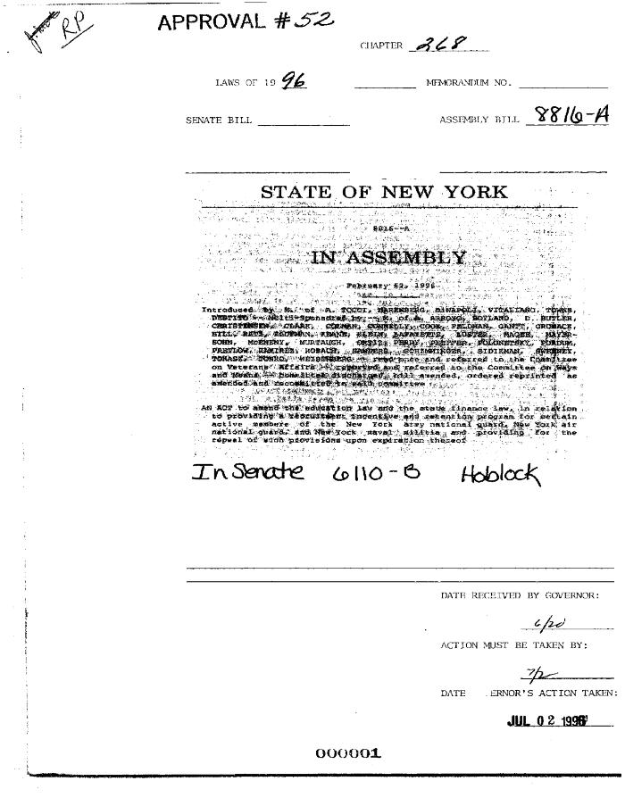 NYS Bill and Veto Jackets: 1996, Chapter 268