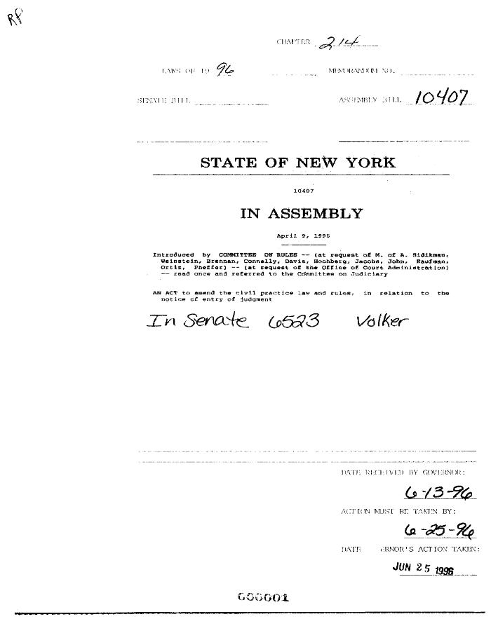 NYS Bill and Veto Jackets: 1996, Chapter 214