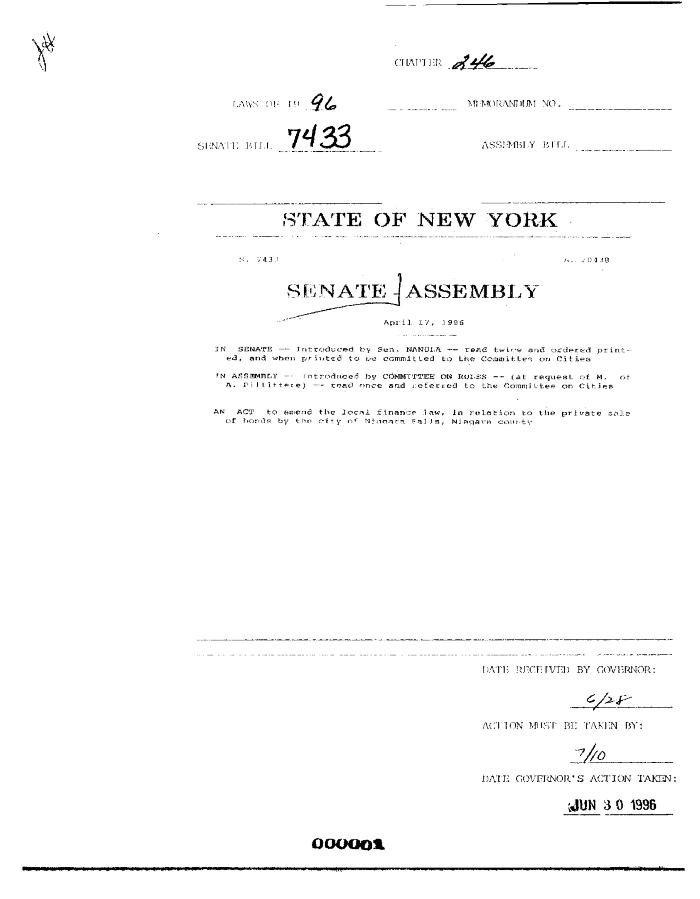 NYS Bill and Veto Jackets: 1996, Chapter 246