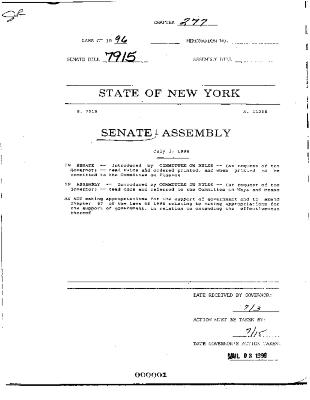 NYS Bill and Veto Jackets: 1996, Chapter 277