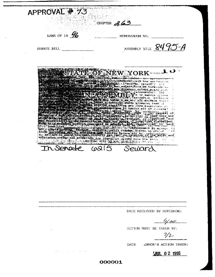 NYS Bill and Veto Jackets: 1996, Chapter 263