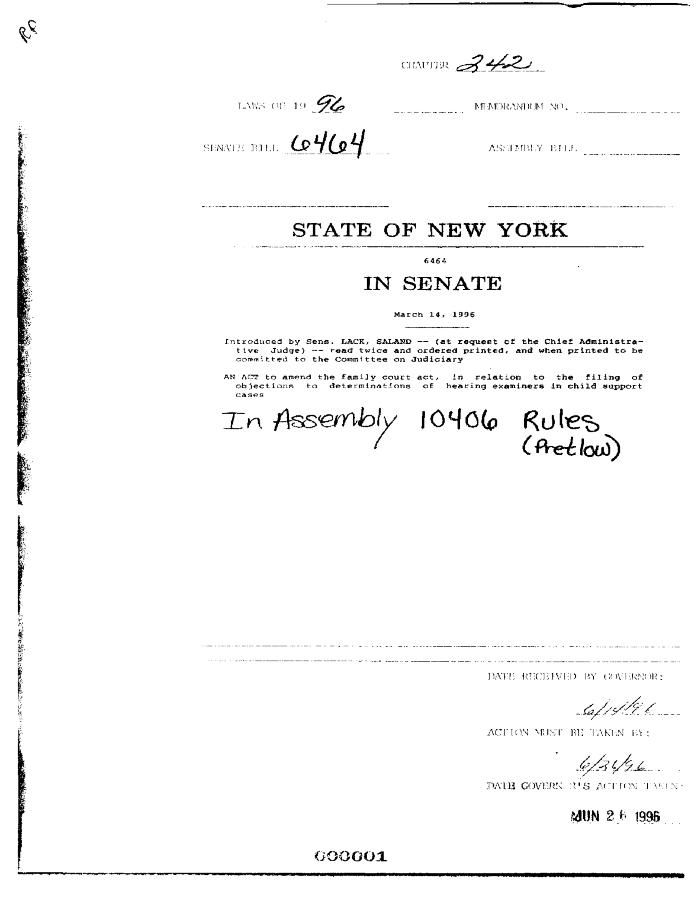 NYS Bill and Veto Jackets: 1996, Chapter 242