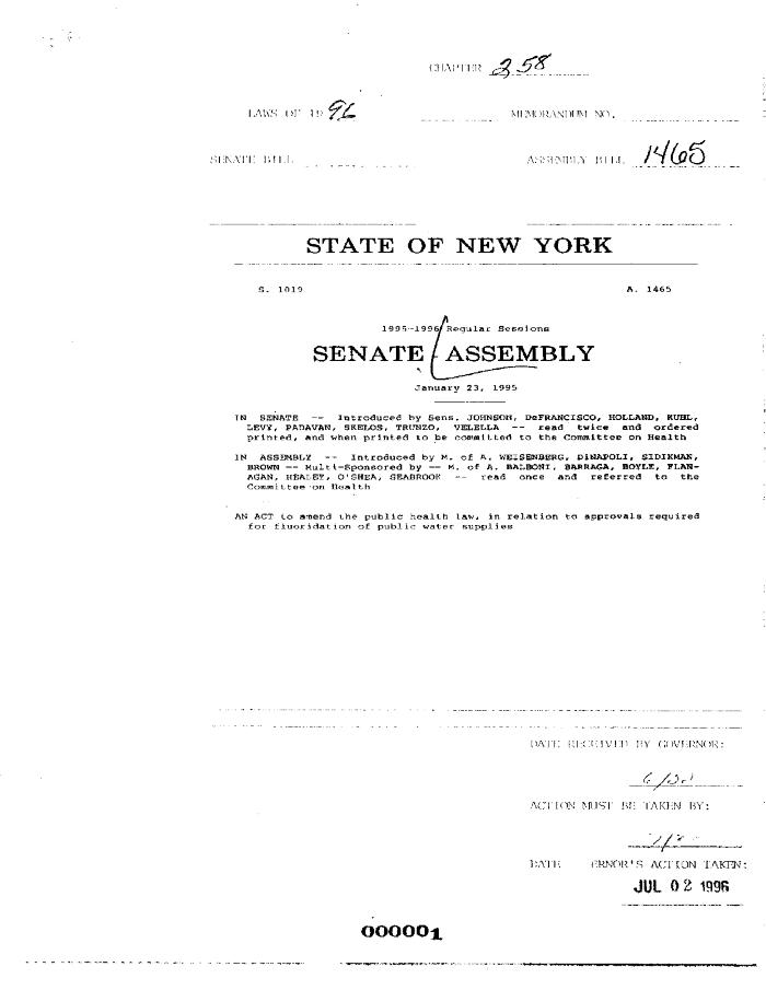 NYS Bill and Veto Jackets: 1996, Chapter 258