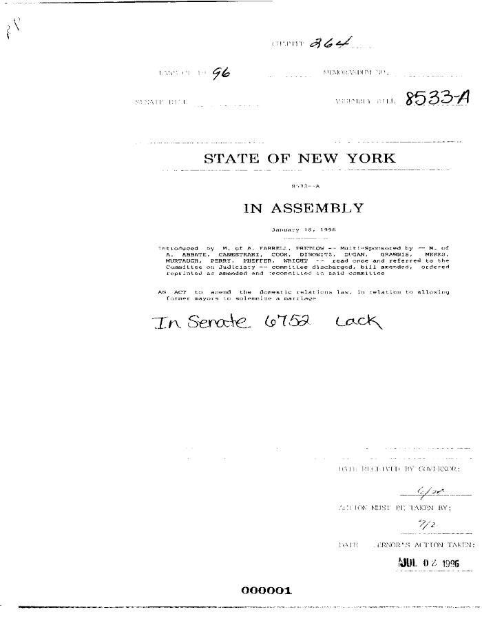 NYS Bill and Veto Jackets: 1996, Chapter 264