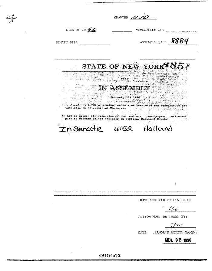 NYS Bill and Veto Jackets: 1996, Chapter 270