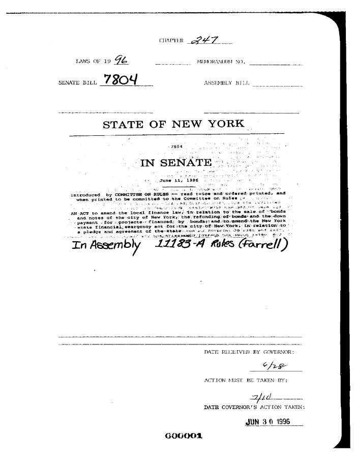 NYS Bill and Veto Jackets: 1996, Chapter 247