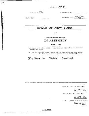 NYS Bill and Veto Jackets: 1996, Chapter 199