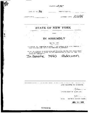 NYS Bill and Veto Jackets: 1996, Chapter 275