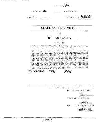 NYS Bill and Veto Jackets: 1996, Chapter 194