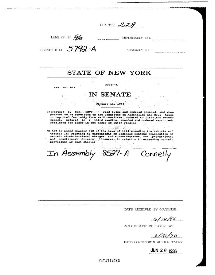 NYS Bill and Veto Jackets: 1996, Chapter 229