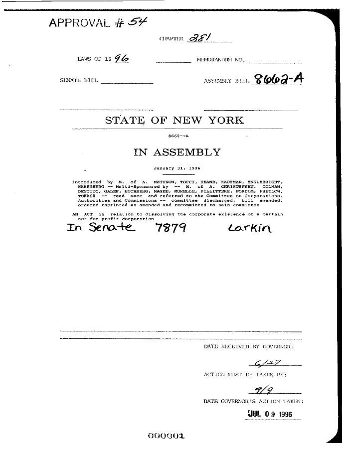 NYS Bill and Veto Jackets: 1996, Chapter 281