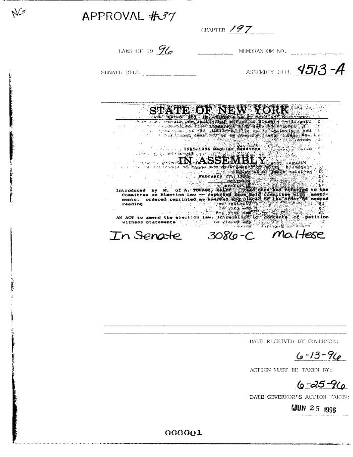 NYS Bill and Veto Jackets: 1996, Chapter 197