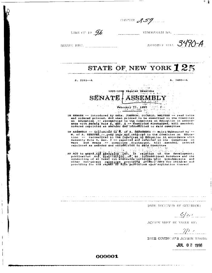 NYS Bill and Veto Jackets: 1996, Chapter 259