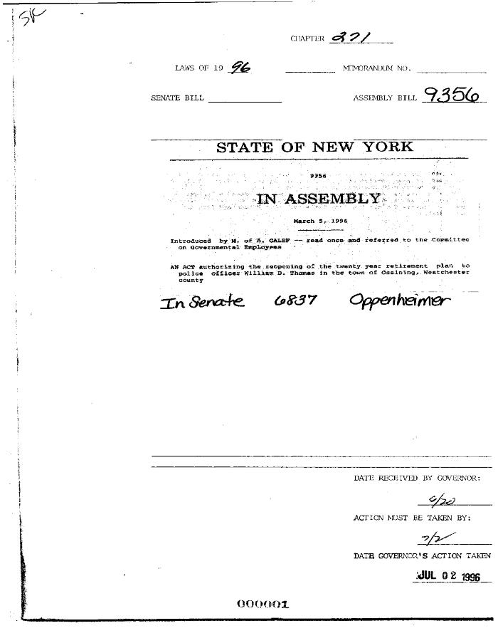 NYS Bill and Veto Jackets: 1996, Chapter 271