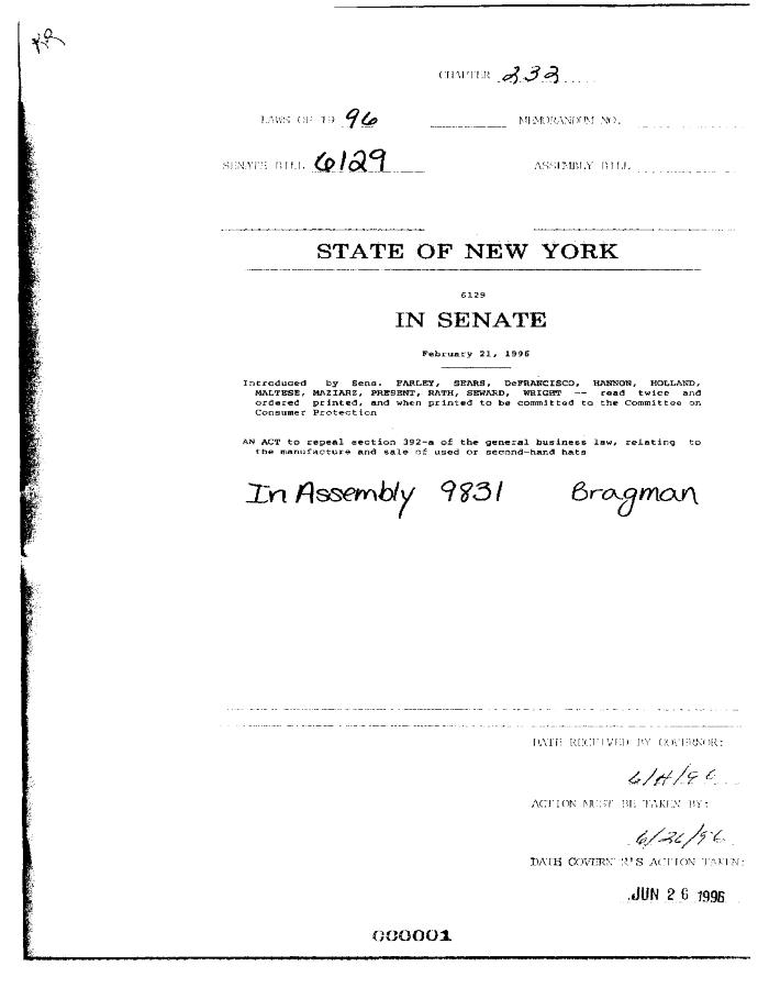 NYS Bill and Veto Jackets: 1996, Chapter 232