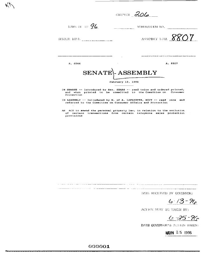 NYS Bill and Veto Jackets: 1996, Chapter 206