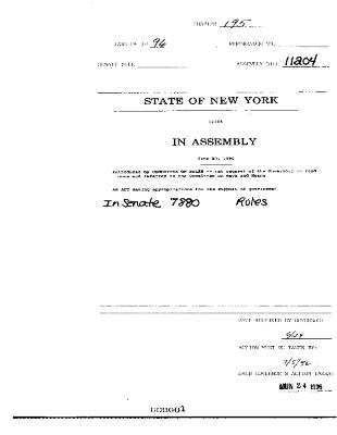 NYS Bill and Veto Jackets: 1996, Chapter 195