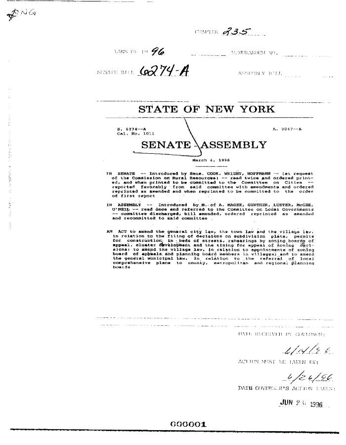 NYS Bill and Veto Jackets: 1996, Chapter 235