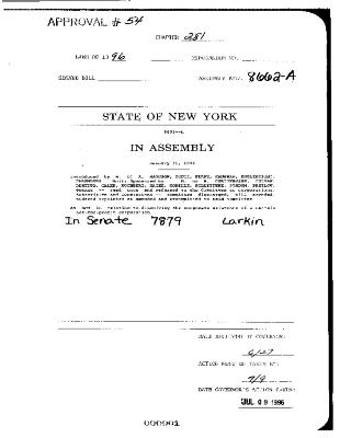 NYS Bill and Veto Jackets: 1996, Chapter 281