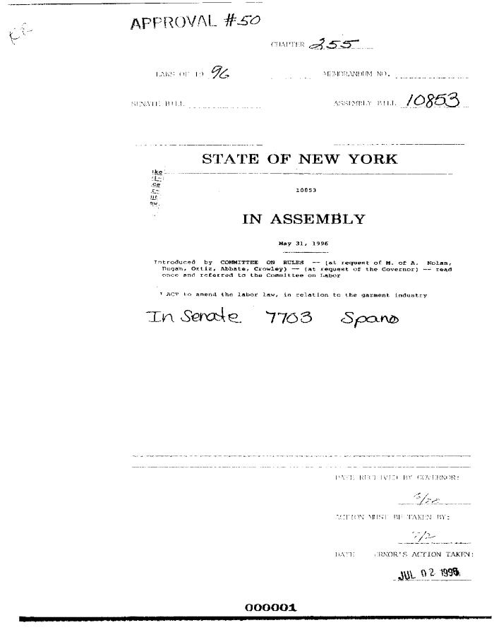 NYS Bill and Veto Jackets: 1996, Chapter 255