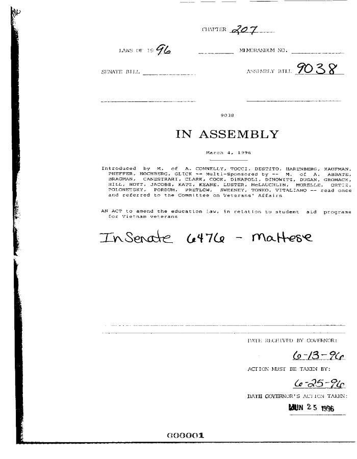 NYS Bill and Veto Jackets: 1996, Chapter 207