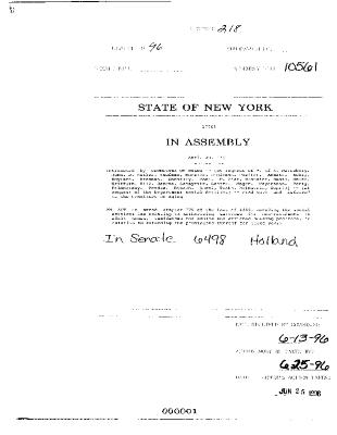 NYS Bill and Veto Jackets: 1996, Chapter 218