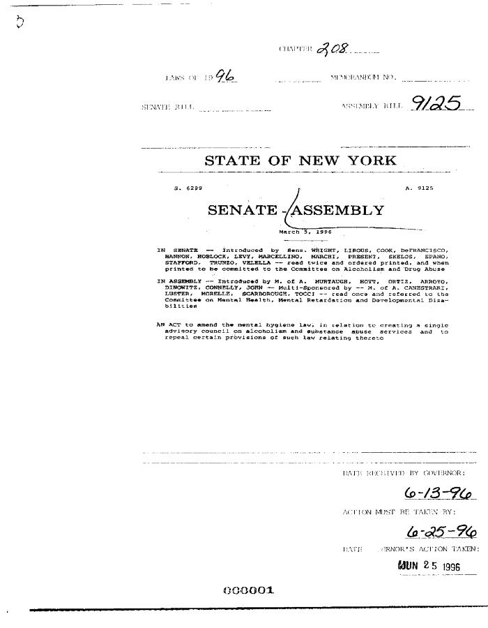 NYS Bill and Veto Jackets: 1996, Chapter 208