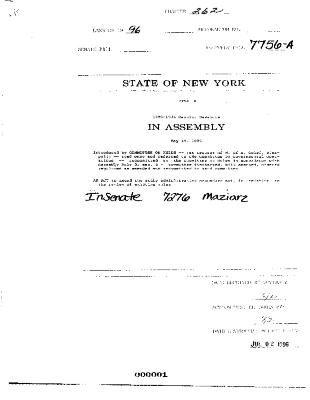NYS Bill and Veto Jackets: 1996, Chapter 262