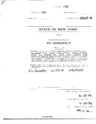 NYS Bill and Veto Jackets: 1996, Chapter 198