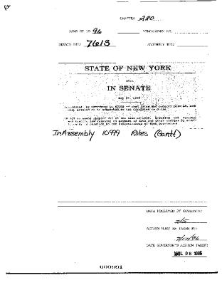 NYS Bill and Veto Jackets: 1996, Chapter 280